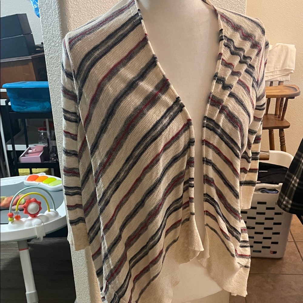 Striped Open-Front Cardigan